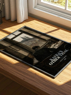 Kafka's Other Trial watercolour book poster framed on wall – non fiction wall art
