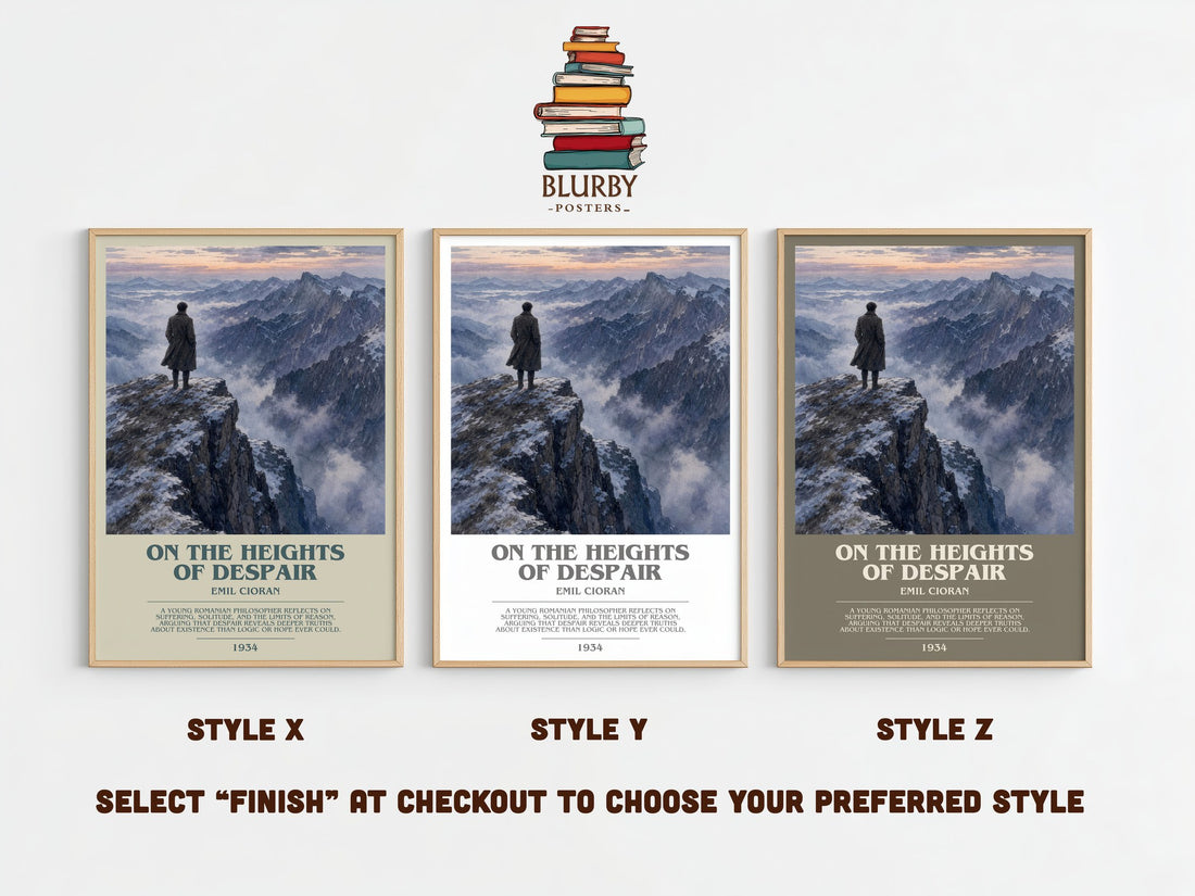 On the Heights of Despair bookish print framed by window – literary home decor