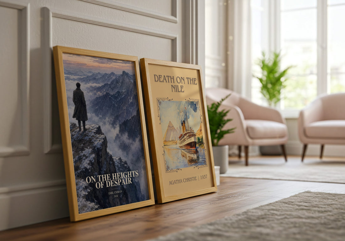 On the Heights of Despair watercolour print framed by window – literary home decor