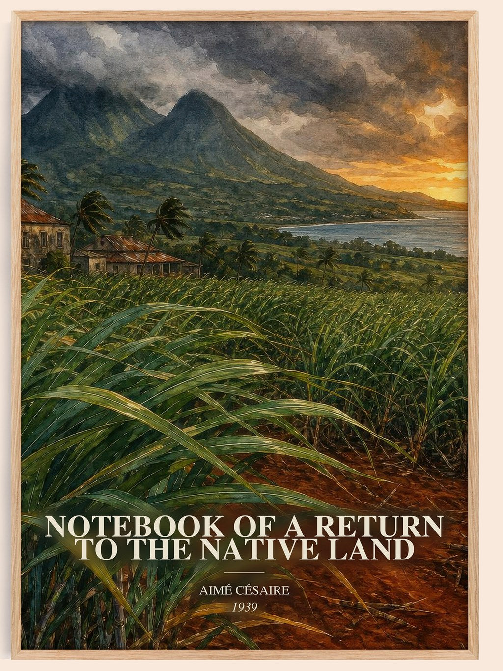 Notebook Of A Return To The Native Land watercolour book poster by Aimé Césaire – framed literary art print