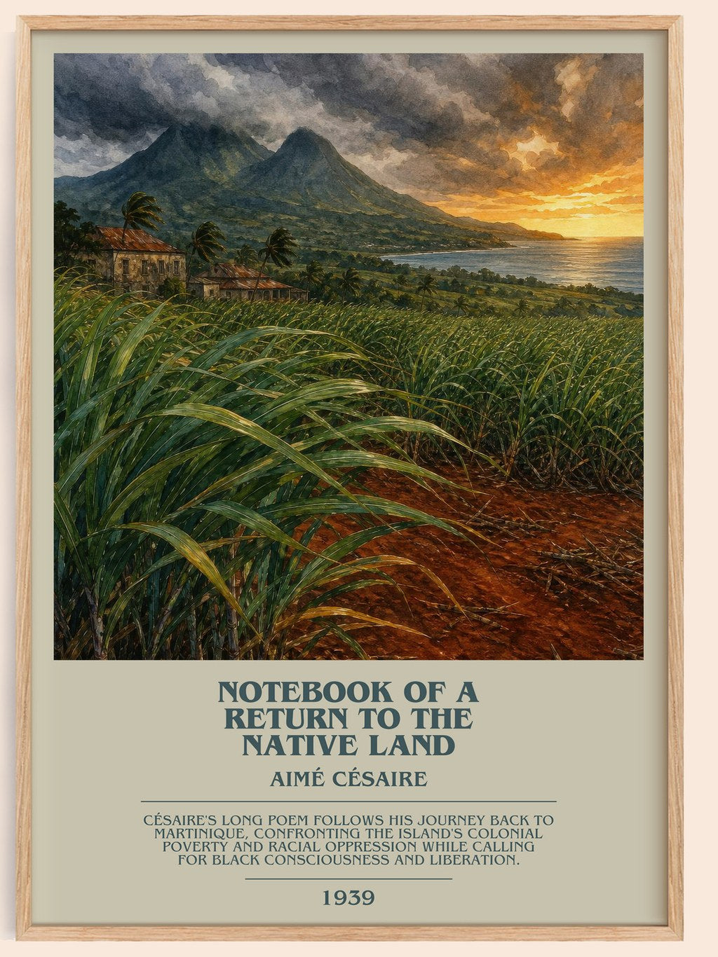 Notebook Of A Return To The Native Land bookish book poster by Aimé Césaire – framed literary art print