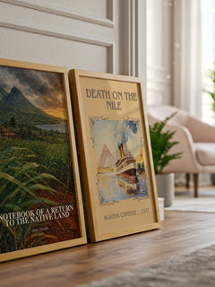 Notebook Of A Return To The Native Land watercolour print framed by window – literary home decor