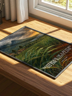 Notebook Of A Return To The Native Land watercolour book poster framed on wall – poetry wall art