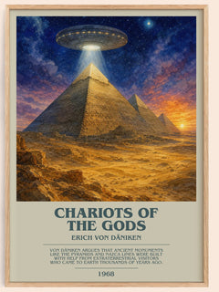 Chariots Of The Gods bookish book poster by Erich Von Däniken – framed literary art print