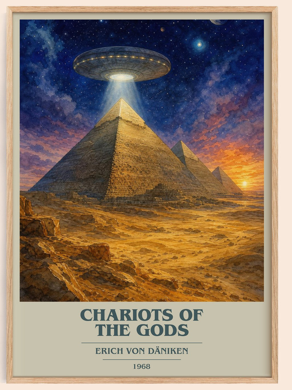 Chariots Of The Gods book cover book poster by Erich Von Däniken – framed literary art print