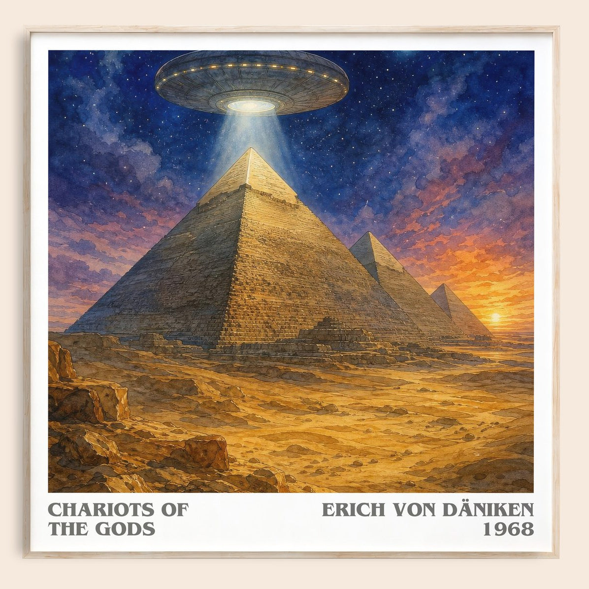 Chariots Of The Gods literary book poster by Erich Von Däniken – framed literary art print