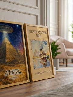 Chariots Of The Gods watercolour print framed by window – literary home decor