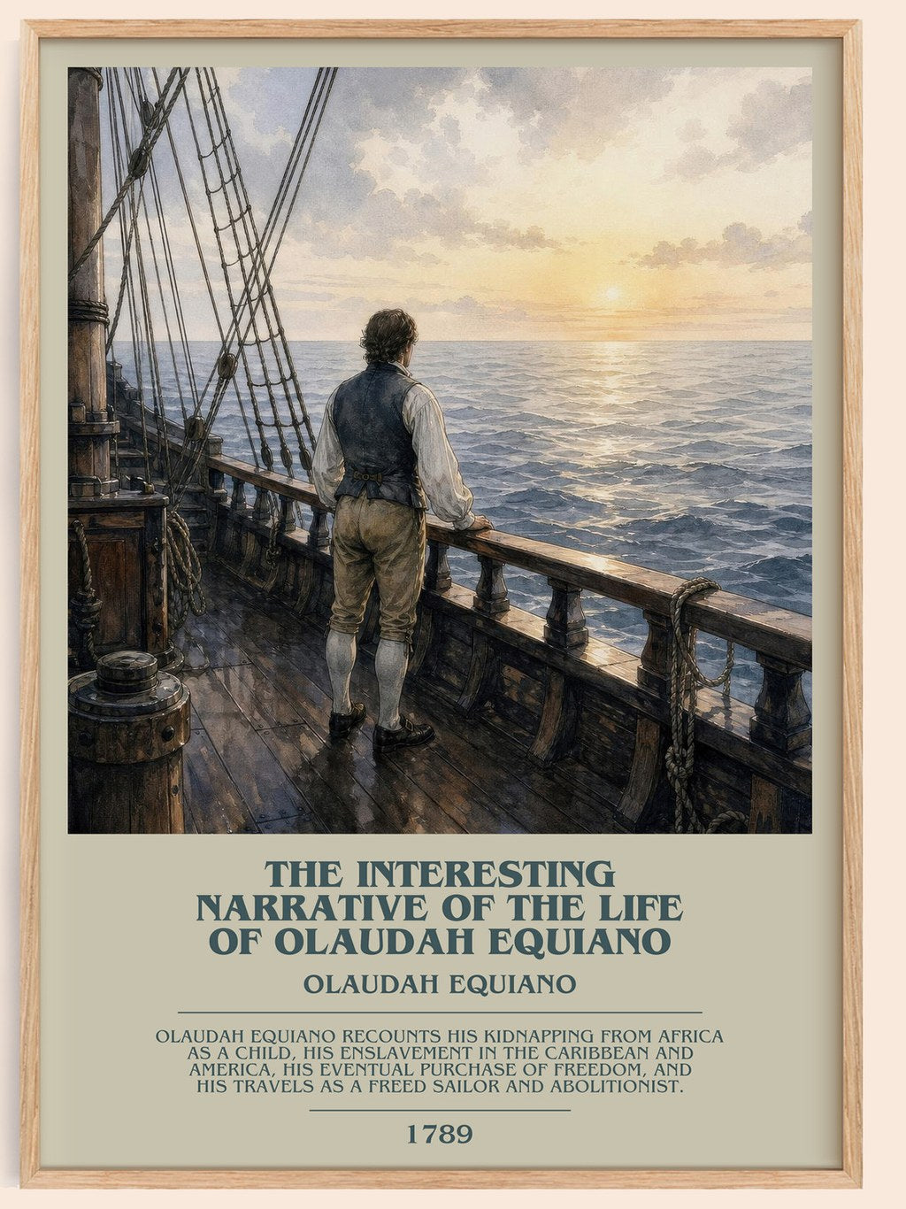 The Interesting Narrative of the Life of Olaudah Equiano bookish book poster by Olaudah Equiano – framed literary art print