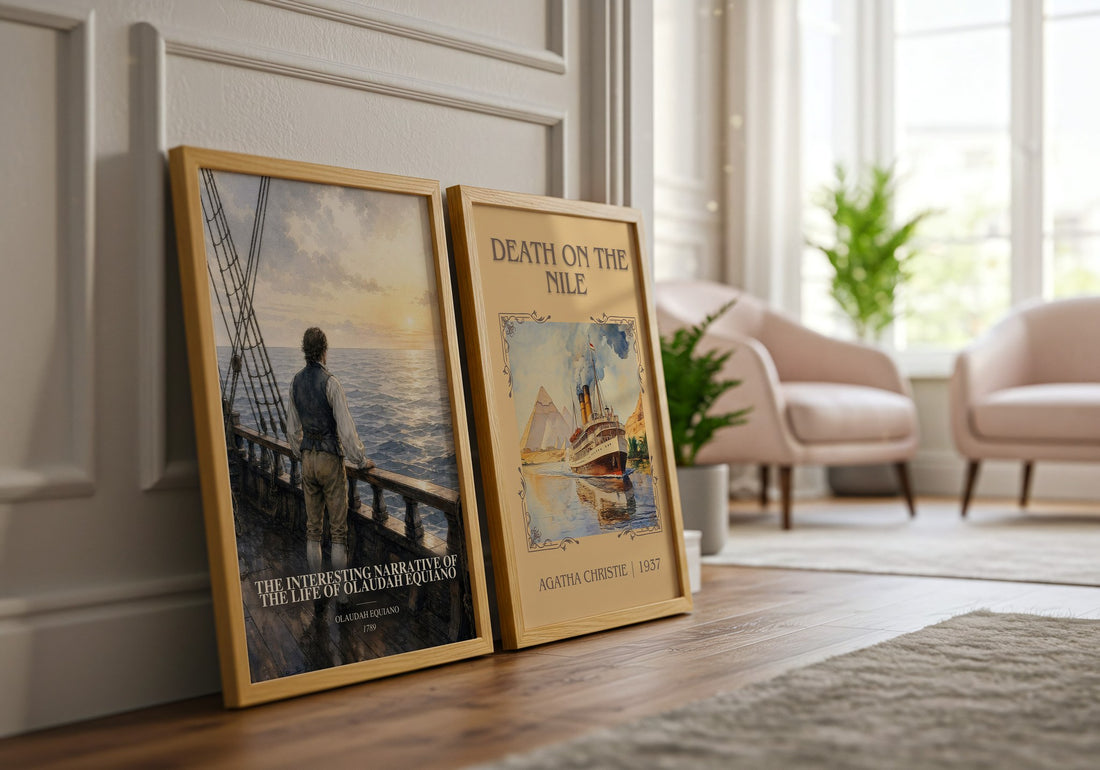 The Interesting Narrative of the Life of Olaudah Equiano watercolour print framed by window – literary home decor