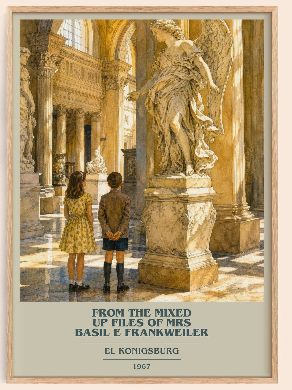From The Mixed Up Files Of Mrs Basil E Frankweiler book cover book poster by EL Konigsburg – framed literary art print