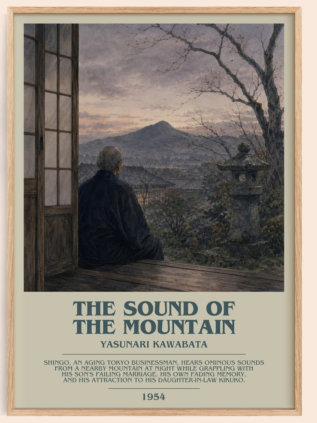 The Sound of the Mountain bookish book poster by Yasunari Kawabata – framed literary art print