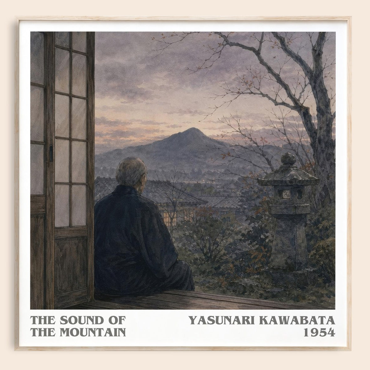 The Sound of the Mountain literary book poster by Yasunari Kawabata – framed literary art print