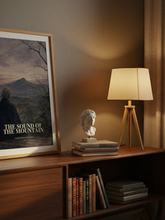 The Sound of the Mountain watercolour print on bookshelf – Yasunari Kawabata fan gift