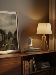 Chapel Road watercolour print on bookshelf – Louis-Paul Boon fan gift