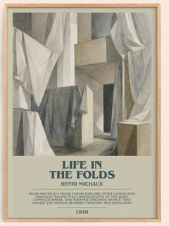 Life In The Folds bookish book poster by Henri Michaux – framed literary art print