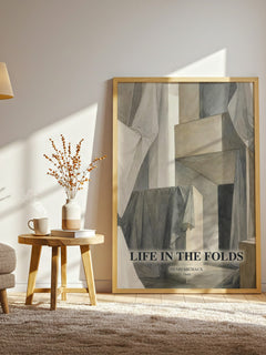 Life In The Folds watercolour print in frame leaning in hallway – poetry wall art