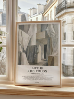 Life In The Folds bookish print in frame leaning in hallway – poetry wall art