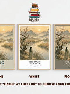 The Book of Songs book cover print framed by window – Stone, White and Mocha side by side – choose your colour