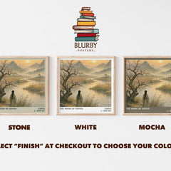 The Book of Songs literary print framed by window – Stone, White and Mocha square prints side by side – choose your colour