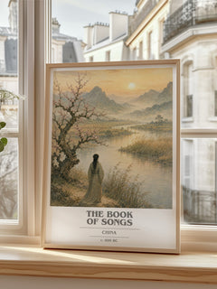 The Book of Songs book cover print in frame leaning in hallway – poetry wall art