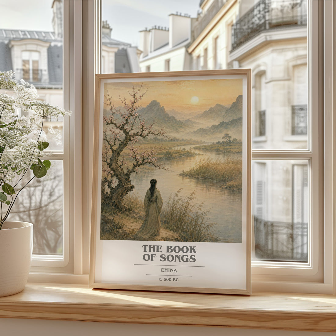 The Book of Songs book cover print in frame leaning in hallway – poetry wall art