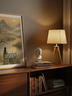 The Book of Songs watercolour print on bookshelf – China fan gift