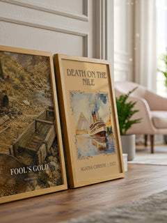 Fool's Gold watercolour print framed by window – literary home decor