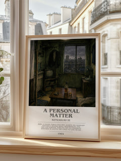 A Personal Matter bookish print in frame leaning in hallway – literary fiction wall art