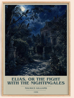 Elias, Or The Fight With The Nightingales book cover book poster by Maurice Gilliams – framed literary art print
