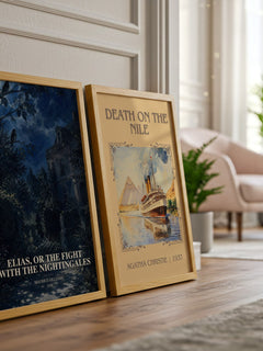Elias, Or The Fight With The Nightingales watercolour print framed by window – literary home decor