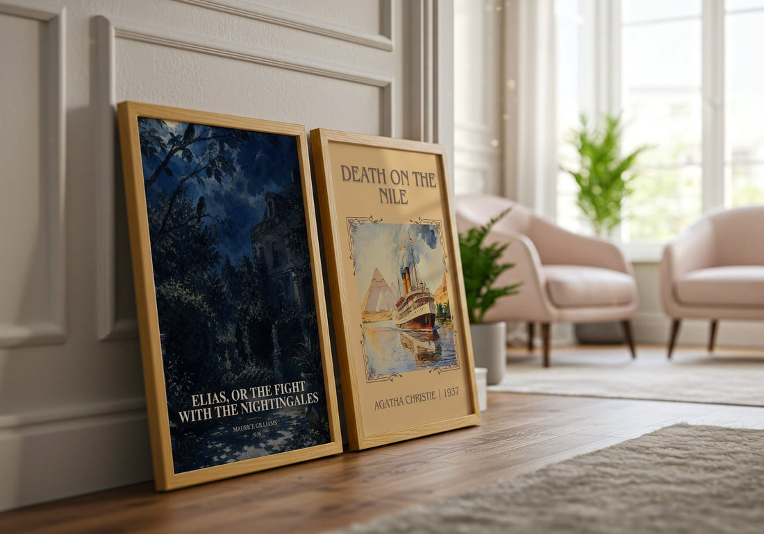 Elias, Or The Fight With The Nightingales watercolour print framed by window – literary home decor