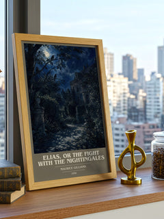 Elias, Or The Fight With The Nightingales book cover poster colour and style options – Maurice Gilliams book art