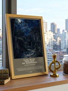 Elias, Or The Fight With The Nightingales bookish poster colour and style options – Maurice Gilliams book art