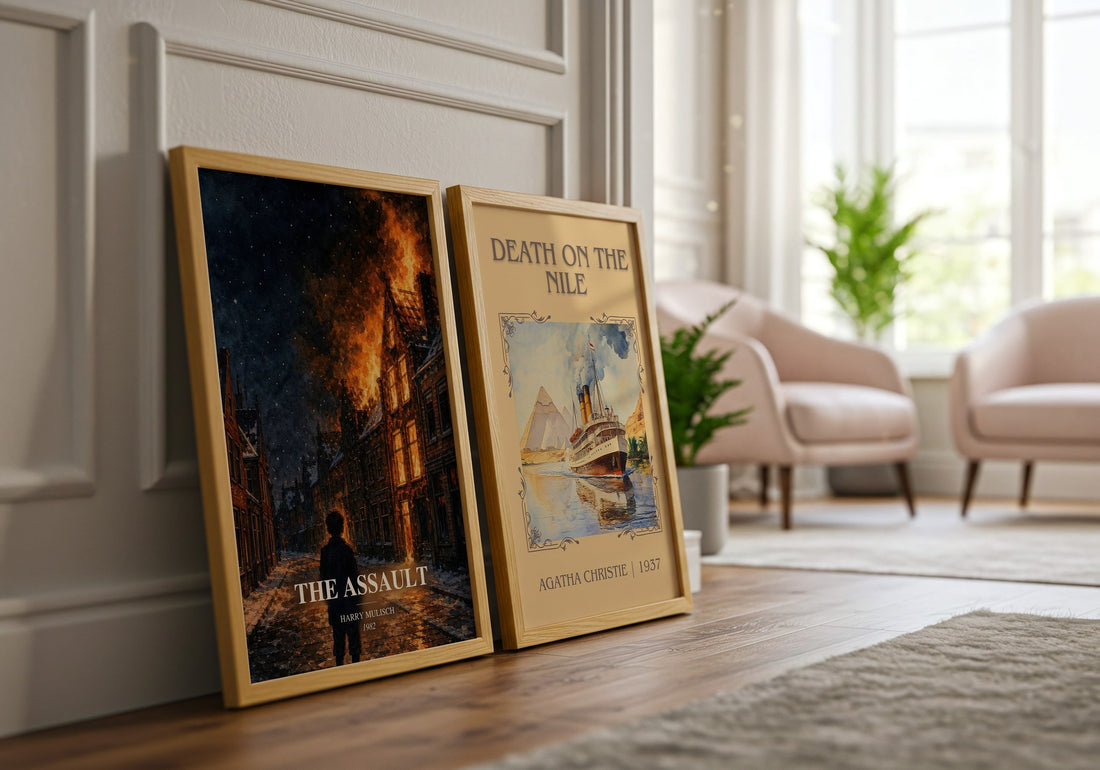 The Assault watercolour print framed by window – literary home decor
