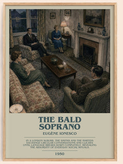 The Bald Soprano bookish book poster by Eugène Ionesco – framed literary art print