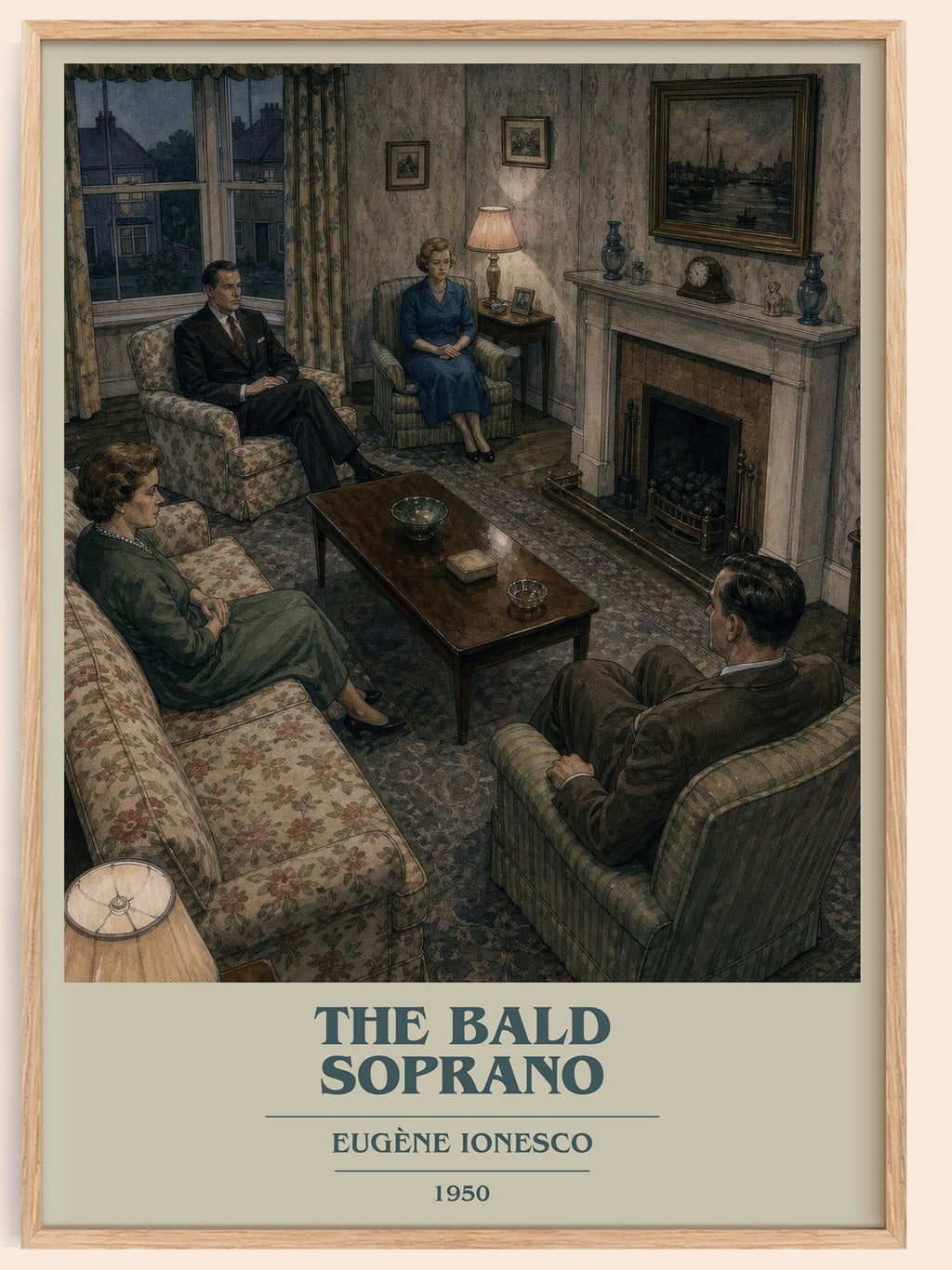 The Bald Soprano book cover book poster by Eugène Ionesco – framed literary art print