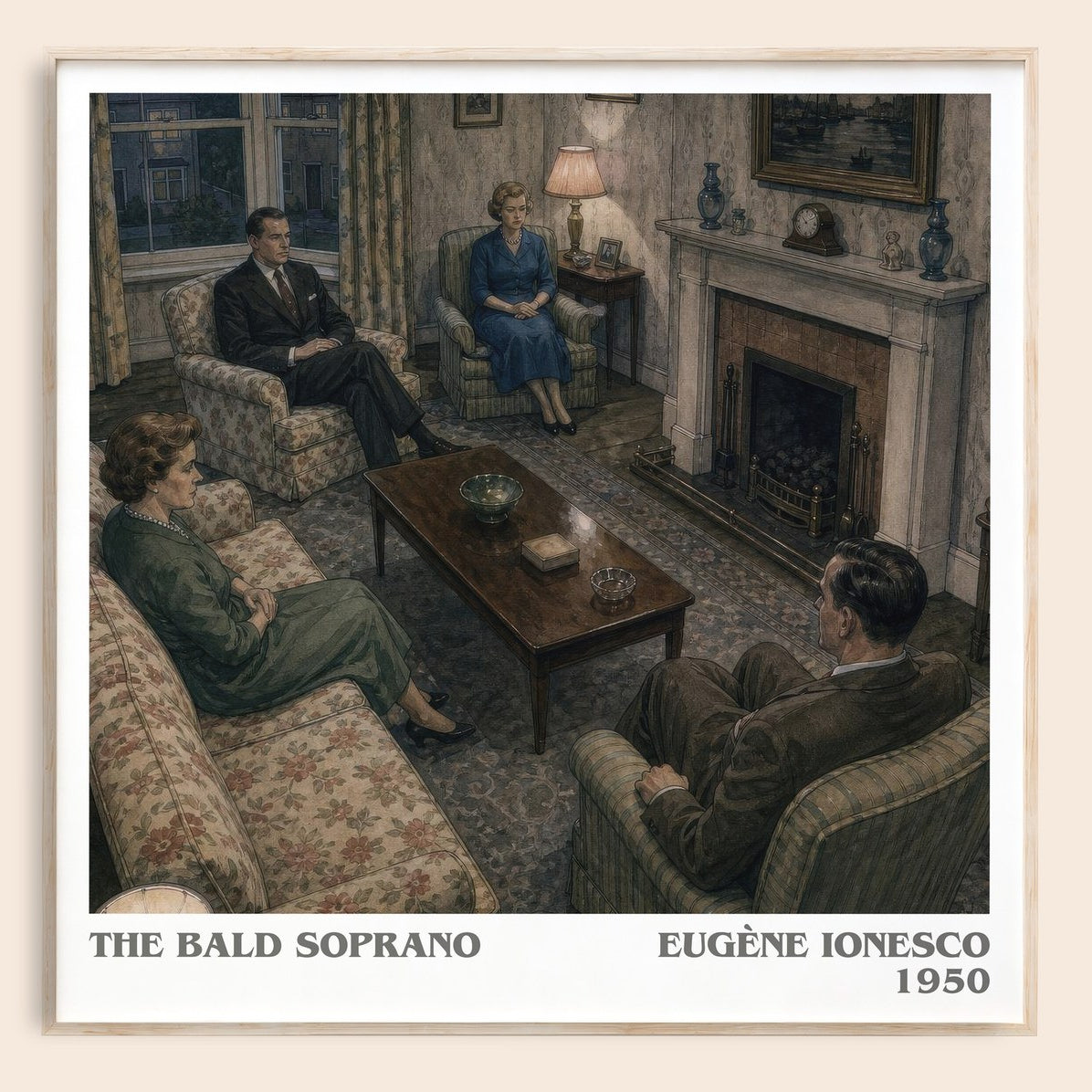 The Bald Soprano literary book poster by Eugène Ionesco – framed literary art print