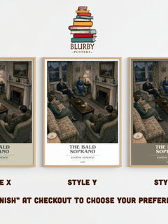 The Bald Soprano book cover print framed by window – literary home decor