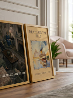 The Bald Soprano watercolour print framed by window – literary home decor