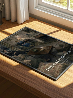 The Bald Soprano watercolour book poster framed on wall – literary fiction wall art