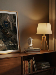 The Bald Soprano watercolour print on bookshelf – Eugène Ionesco fan gift