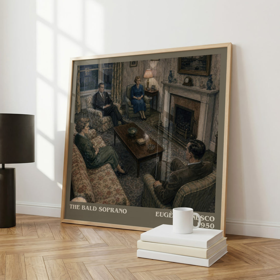 The Bald Soprano literary art print colour and style options – Eugène Ionesco book art