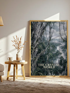 The Crystal World watercolour print in frame leaning in hallway – sci fi wall art