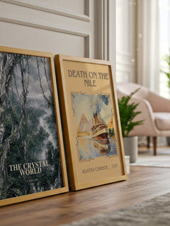 The Crystal World watercolour print framed by window – literary home decor