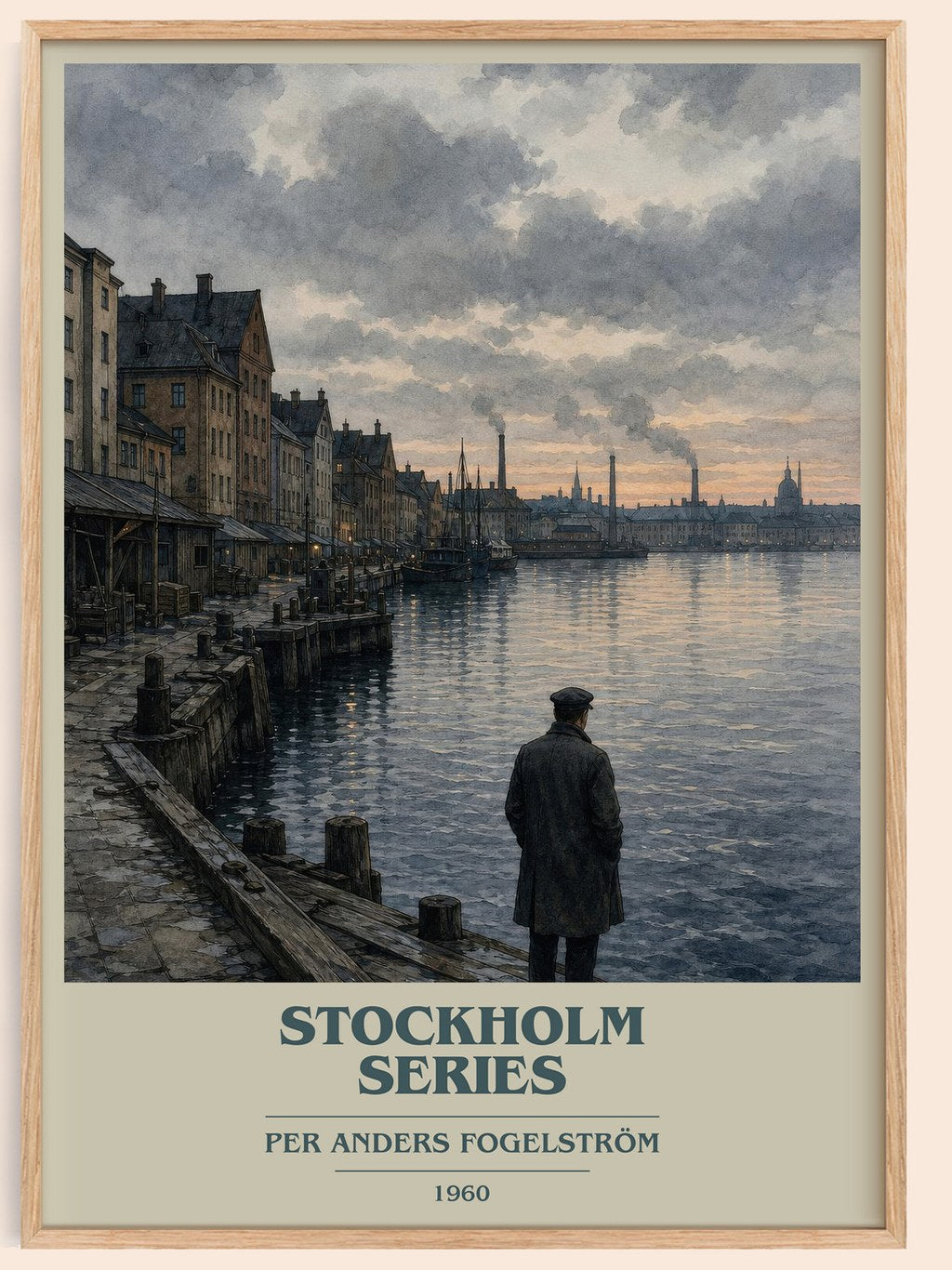 Stockholm series book cover book poster by Per Anders Fogelström – framed literary art print
