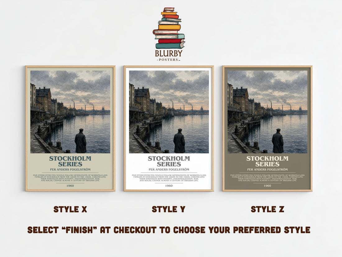 Stockholm series bookish print framed by window – literary home decor