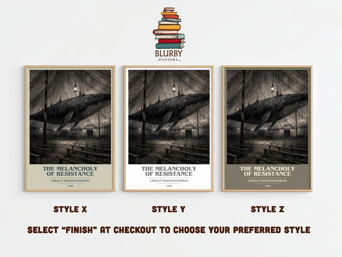 The Melancholy of Resistance book cover print framed by window – literary home decor