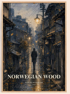 Norwegian Wood watercolour book poster by Haruki Murakami – framed literary art print