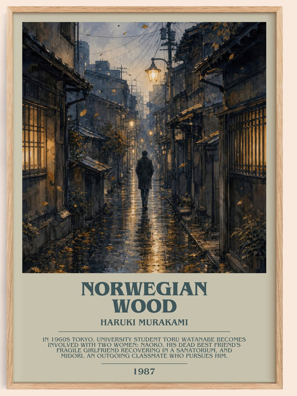 Norwegian Wood bookish book poster by Haruki Murakami – framed literary art print