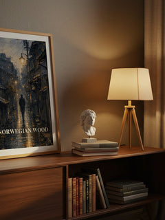Norwegian Wood watercolour print on bookshelf – Haruki Murakami fan gift